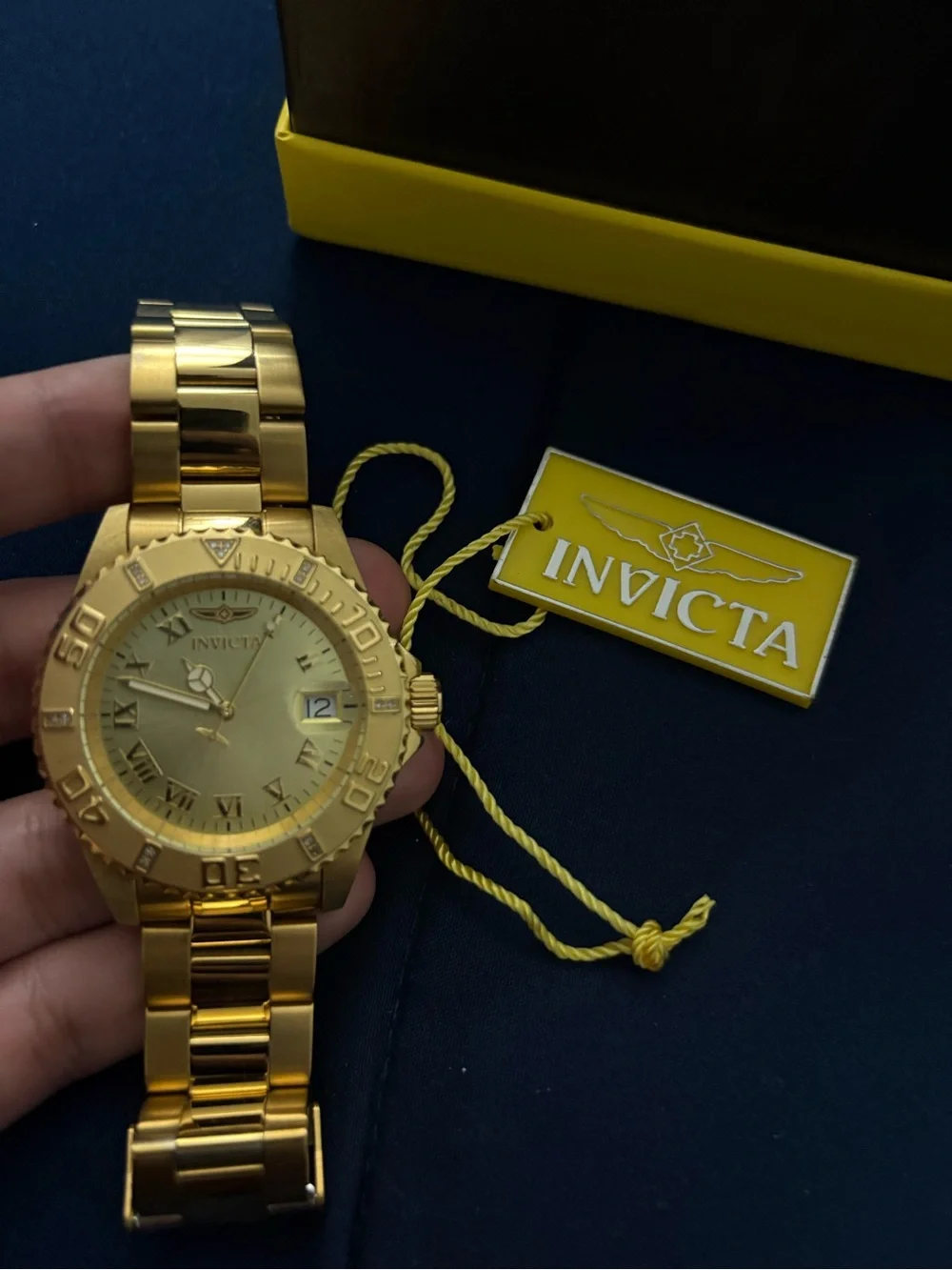Invicta Men’s Gold Tone Bracelet Watch with Roman Dial